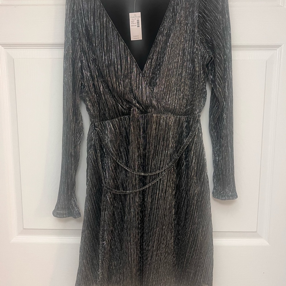 Maurices Black and Silver Long Sleeve Dress